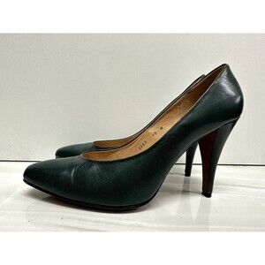 Aldo Viviani vintage women size 10 M  green leather stiletto heels pumps shoes